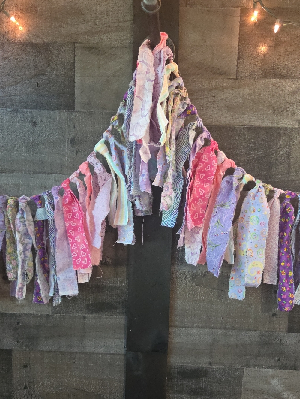 Handmade Pastel Rag Chic  Garland - Pink & Lavender Approx 56"